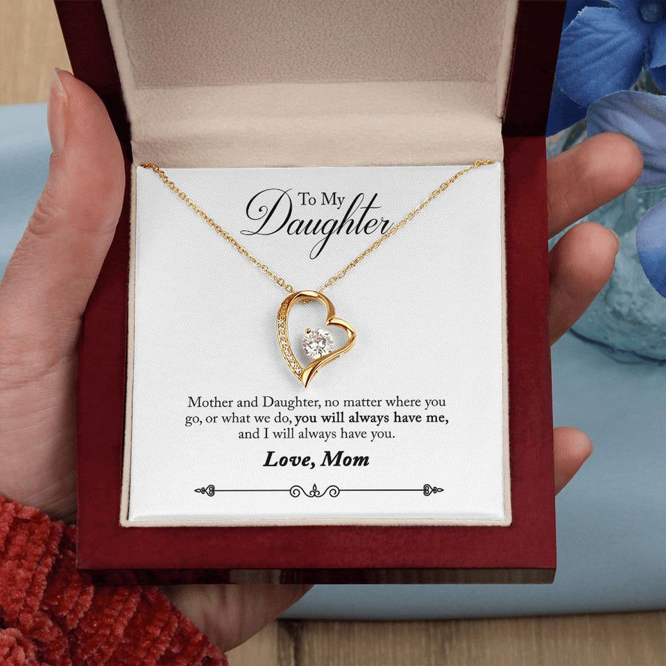 Daughter - No Matter Where You Go - Forever Love Heart Necklace