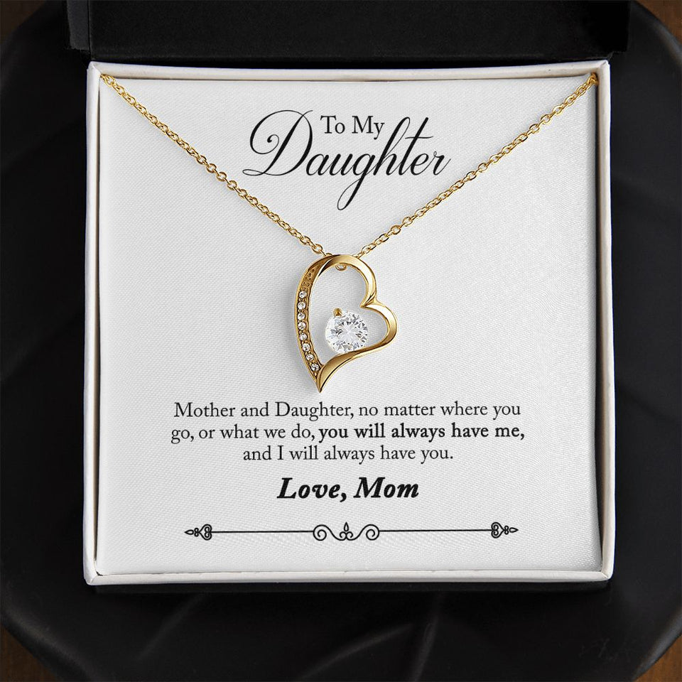 Daughter - No Matter Where You Go - Forever Love Heart Necklace