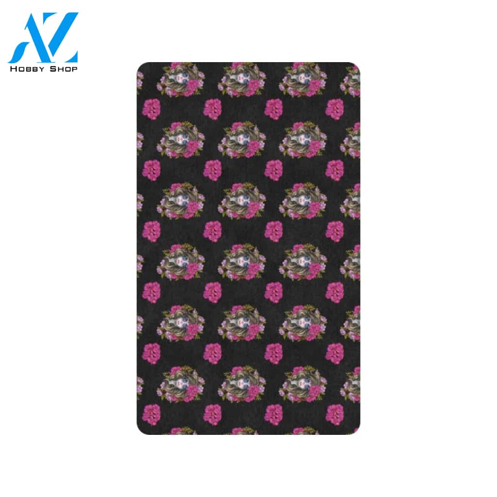 Day of the Dead Makeup Girl Rubber Doormat
