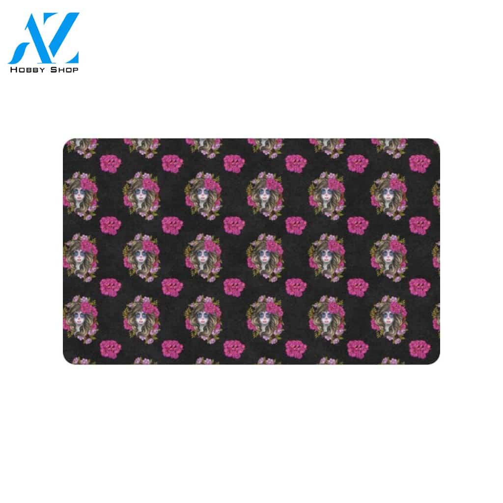 Day of the Dead Makeup Girl Rubber Doormat