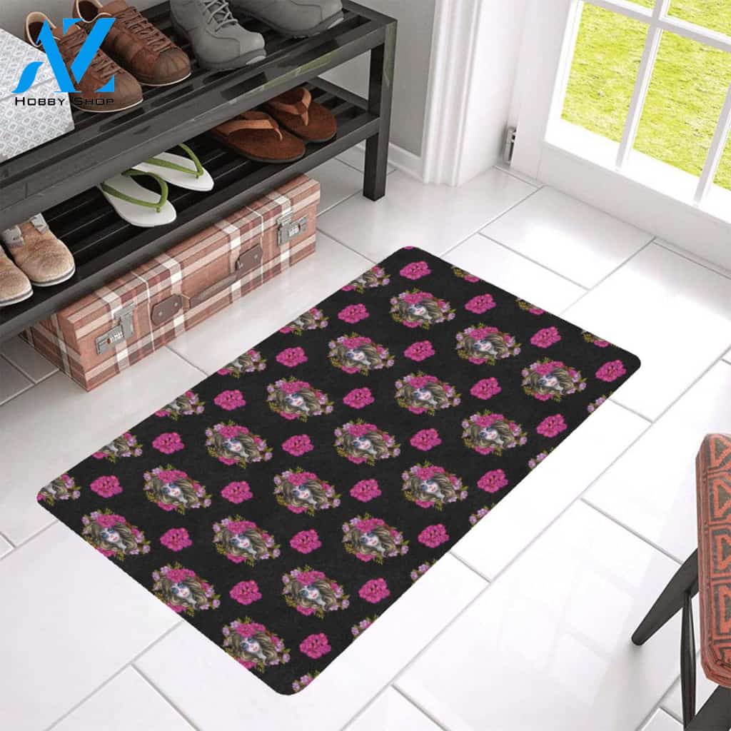 Day of the Dead Makeup Girl Rubber Doormat