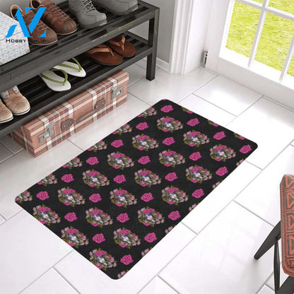 Day of the Dead Makeup Girl Rubber Doormat