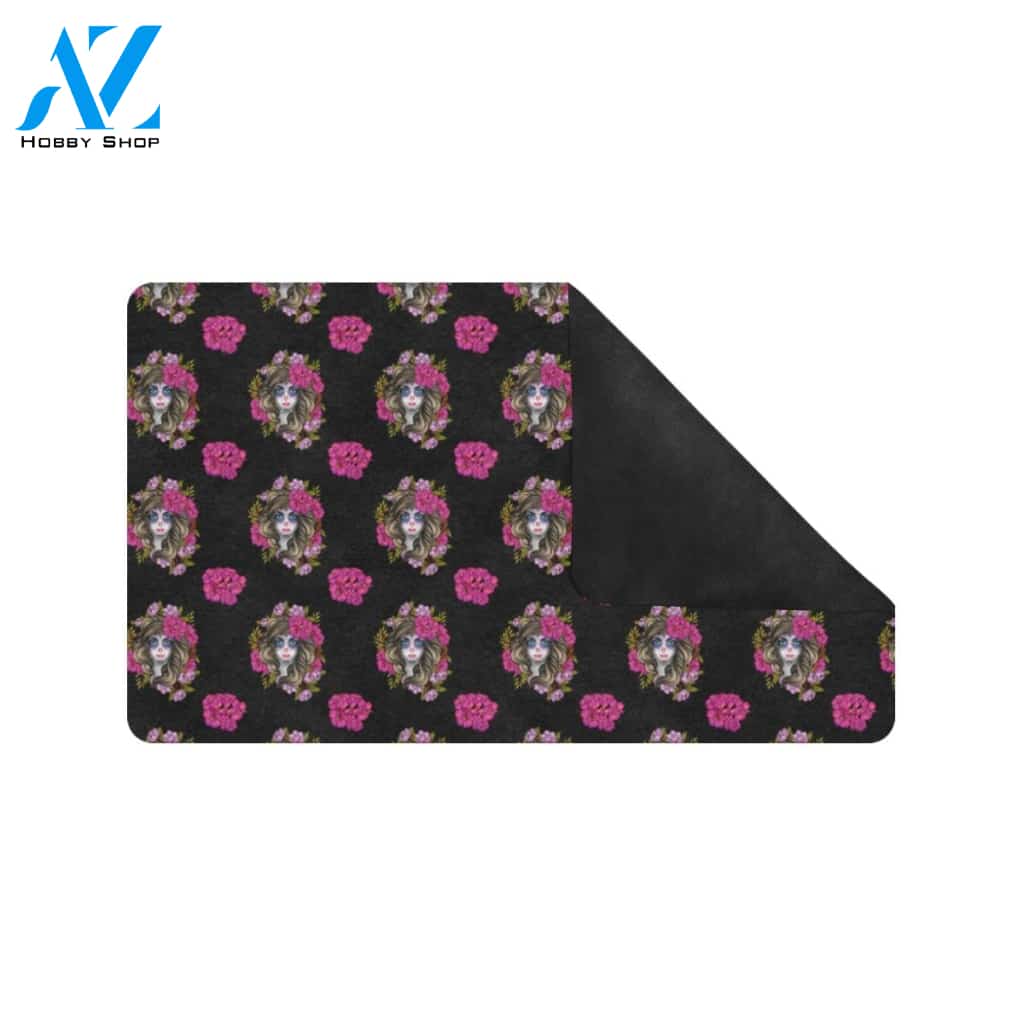 Day of the Dead Makeup Girl Rubber Doormat