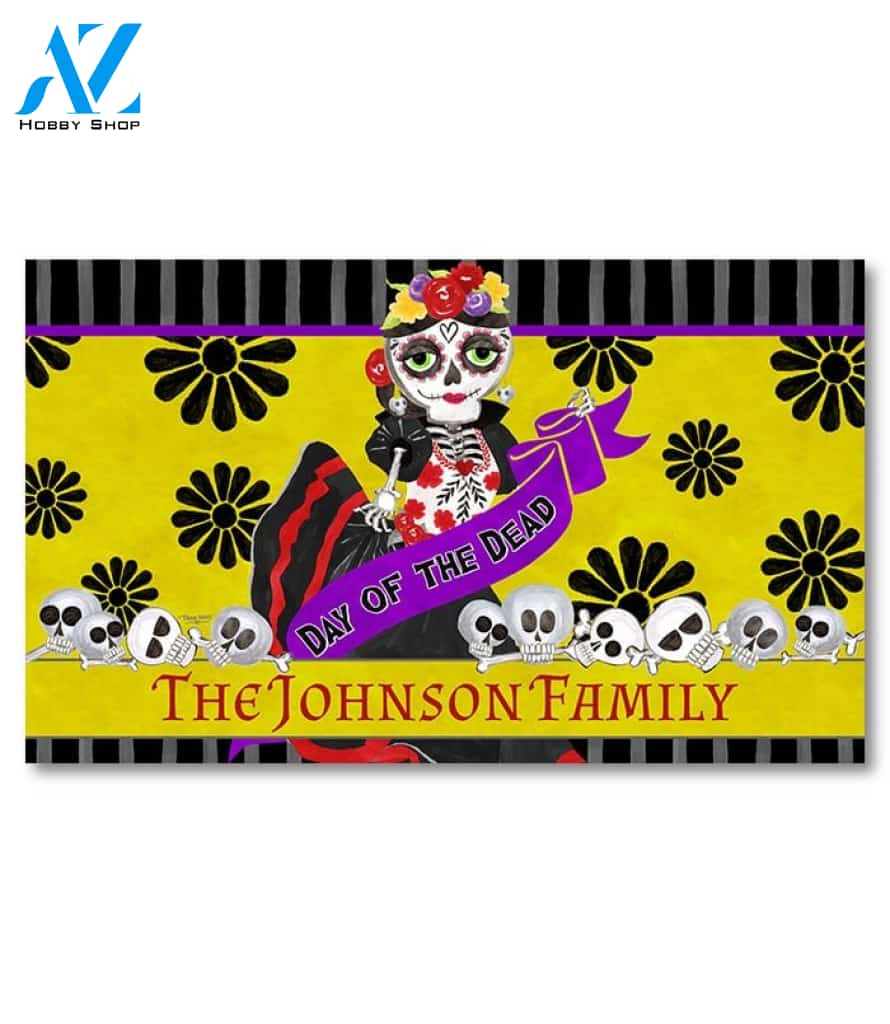 Day of the Dead Senora Personalized Doormat - 18" x 30"