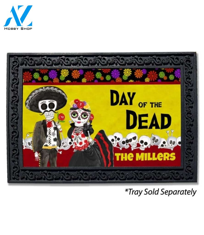 Day of the Dead Sugar Skull Couple Personalized Doormat - 18" x 30"