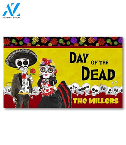 Day of the Dead Sugar Skull Couple Personalized Doormat - 18" x 30"