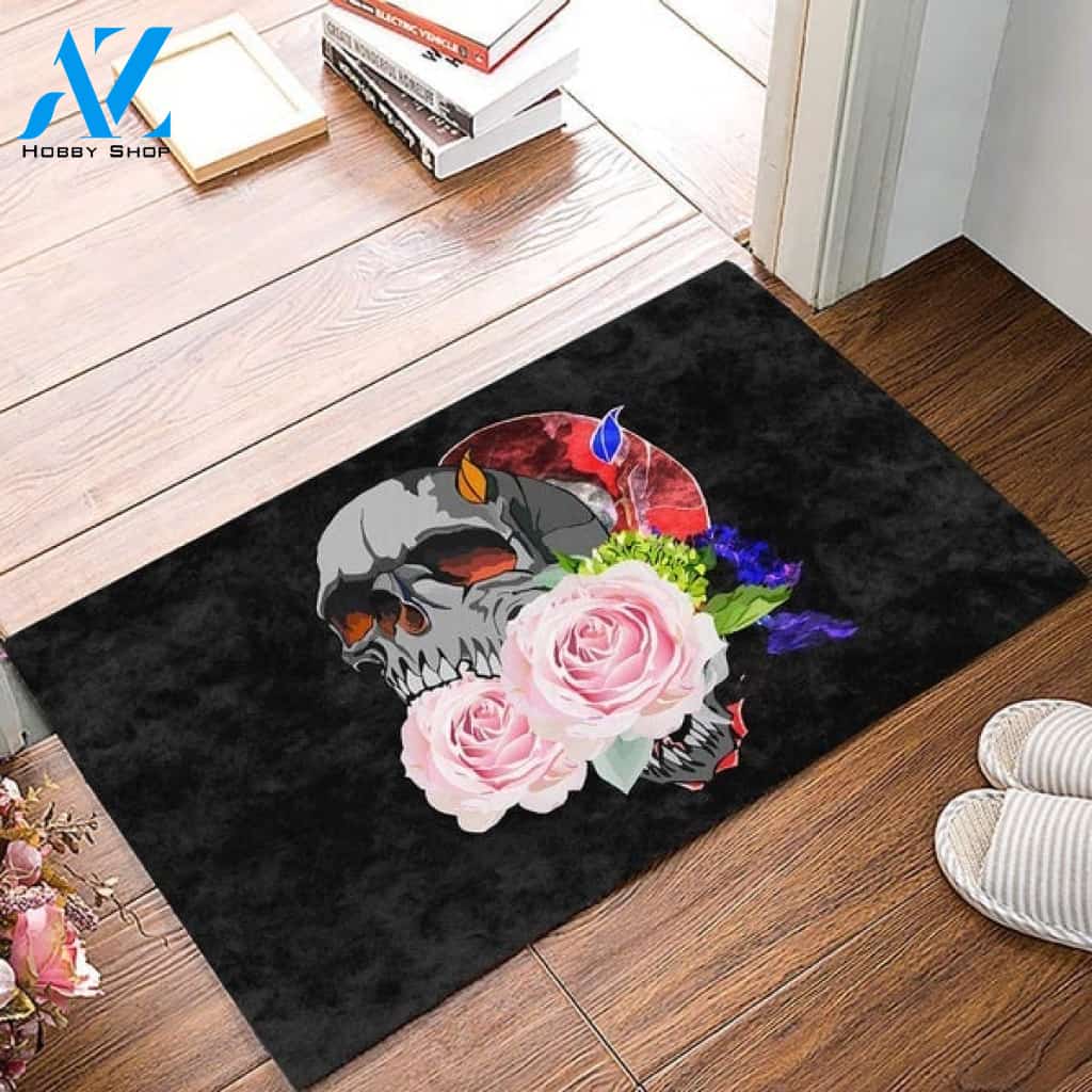 Day of The Dead Suger Skull with Flowers Super Indoor and Outdoor Doormat Warm House Gift Welcome Mat Gift for Friend Family
