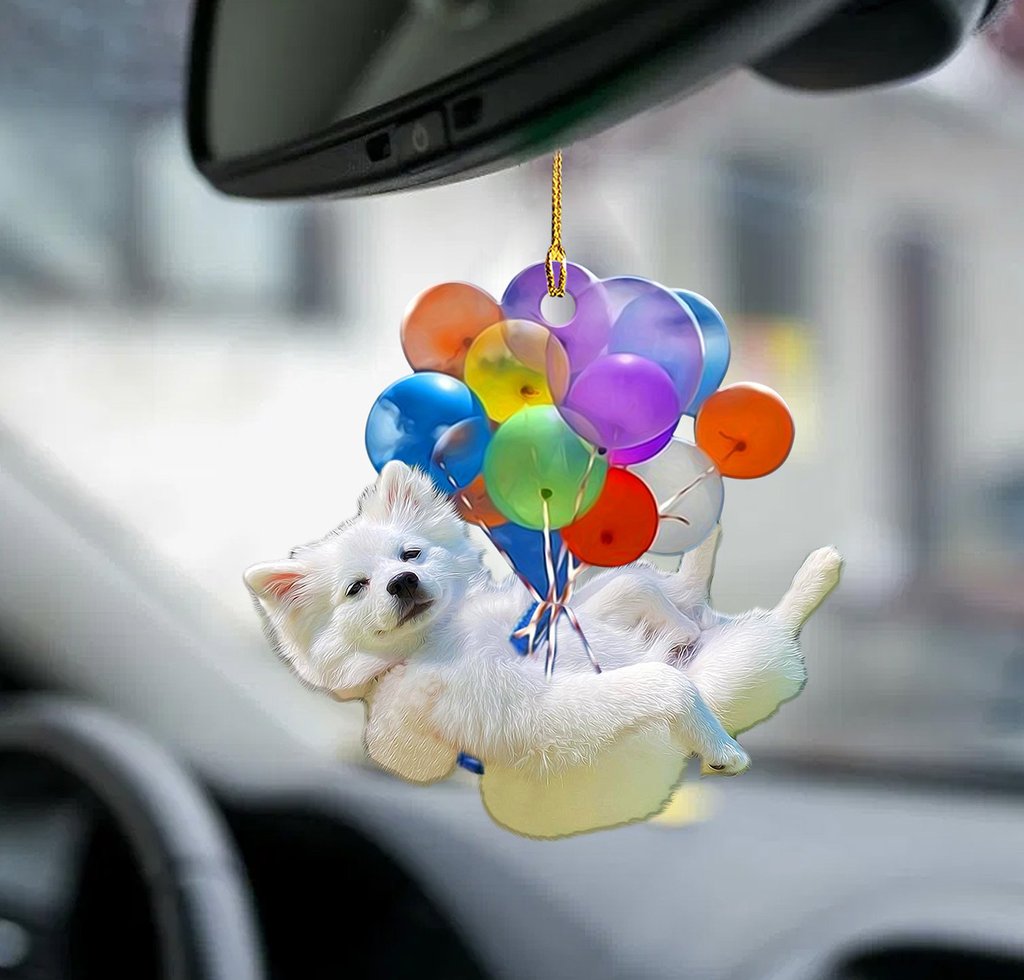 American Eskimo Dog Fly With Bubbles Car Hanging Ornament Dog Ornament Godmerch
