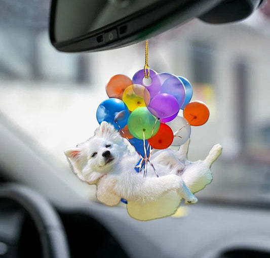 American Eskimo Dog Fly With Bubbles Car Hanging Ornament Dog Ornament Godmerch