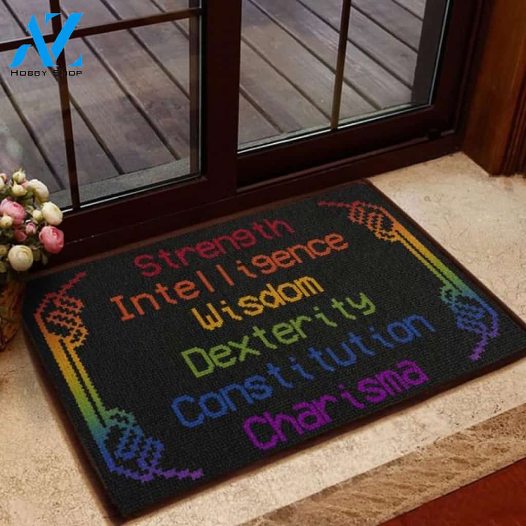 D&D Strength, Intelligence, Wisdom, Dexterity, Constitution, Charisma Doormat | Welcome Mat | House Warming Gift