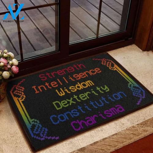 D&D Strength, Intelligence, Wisdom, Dexterity, Constitution, Charisma Doormat | Welcome Mat | House Warming Gift