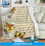 Dear Mom I Love You So So Much Letter Butterfly Fleece Blanket Gift For Mother Home Decor Bedding Couch Sofa Soft and Comfy Cozy