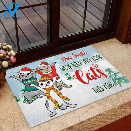 Dear Santa – Cat Easy Clean Welcome DoorMat | Felt And Rubber | 40x60 cm | 45x75 cm | 60x90 cm | Colorful | DO1031