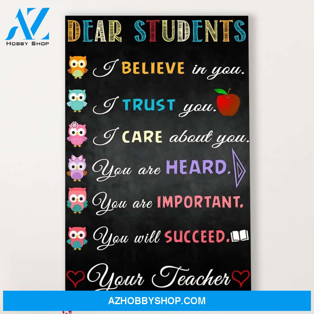 Teacher Classroom Canvas Dear Students, Student Wall Art Back to School Gift for Teacher