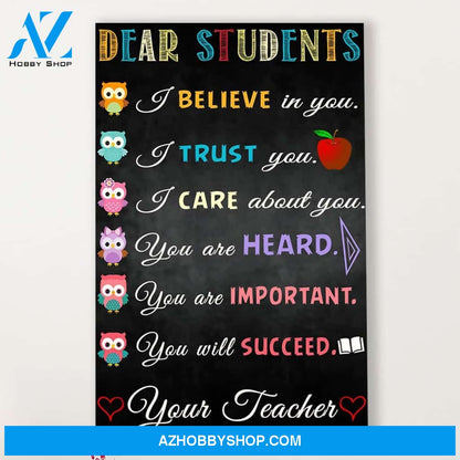 Teacher Classroom Canvas Dear Students, Student Wall Art Back to School Gift for Teacher