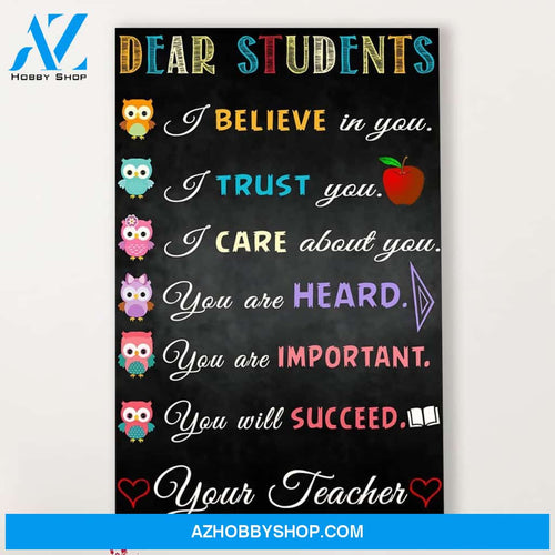 Teacher Classroom Canvas Dear Students, Student Wall Art Back to School Gift for Teacher
