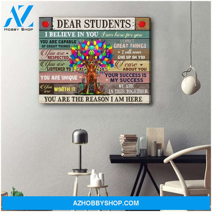 Dear Students Teacher Wall Art Canvas