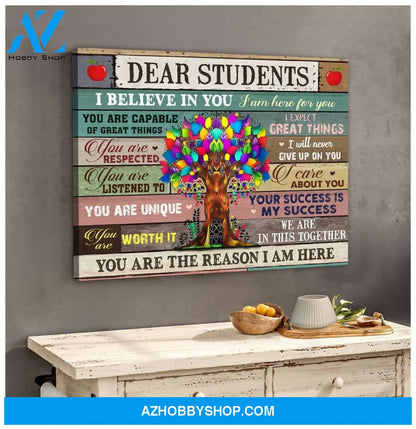 Dear Students Teacher Wall Art Canvas
