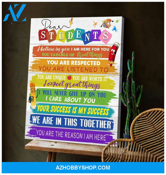 Dear Students Wall Art Canvas, Wall Decor Visual Art