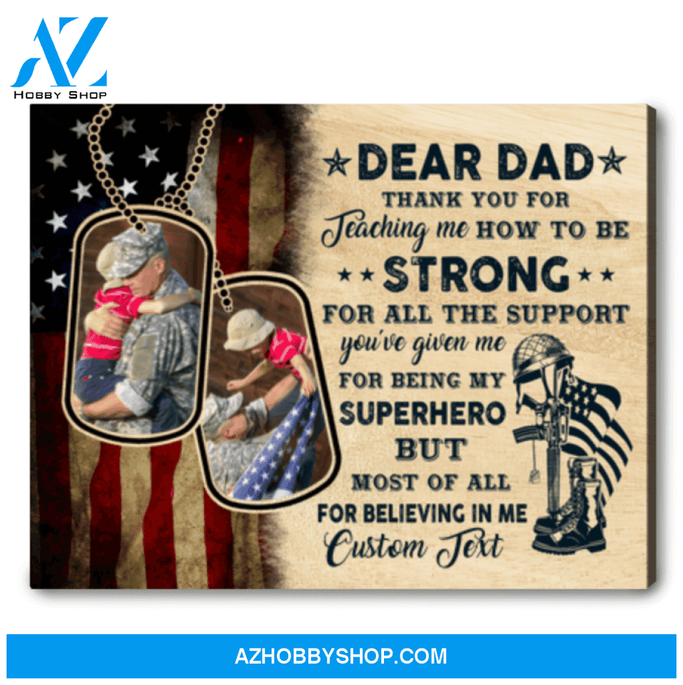 Dear Veteran Dad Gift For Dad In Army Military From Son Personalized Veteran Decorative Canvas Print