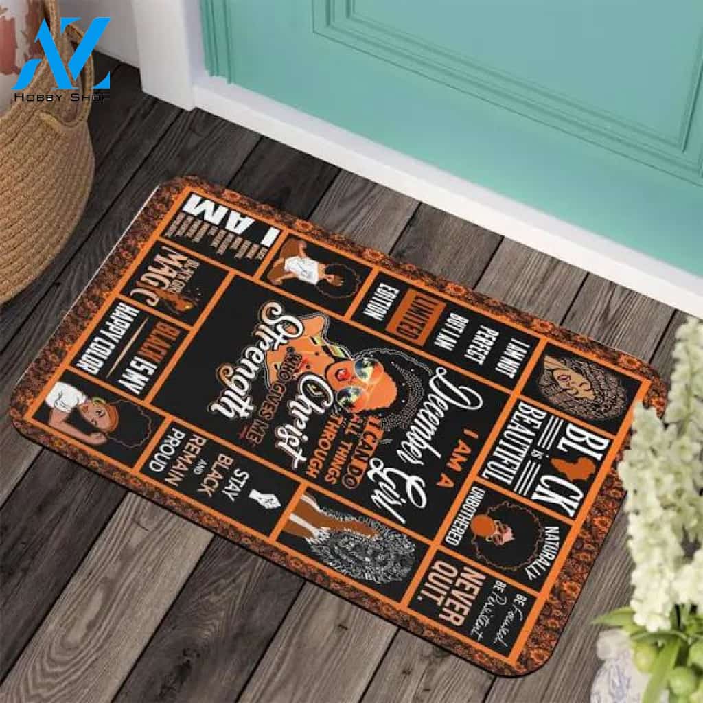 December Black Girl Door Mat, New Home Gift, Housewarming Gift, Super Absorbent, Non Slip