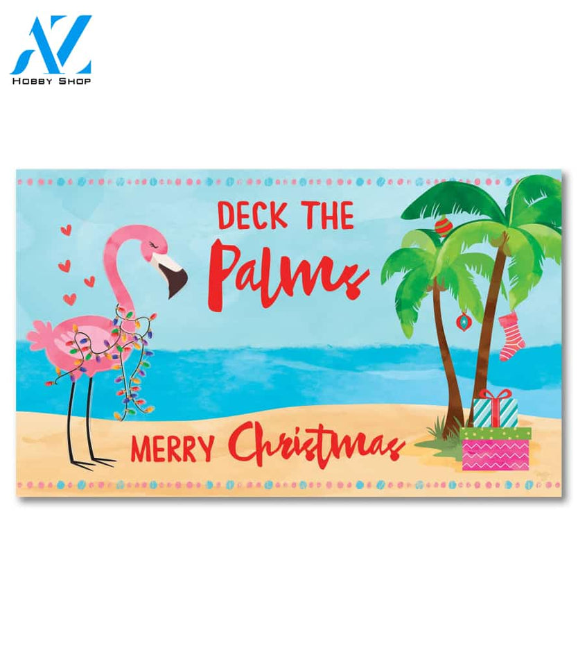 Deck the Palms Flamingo Doormat - 18" x 30"