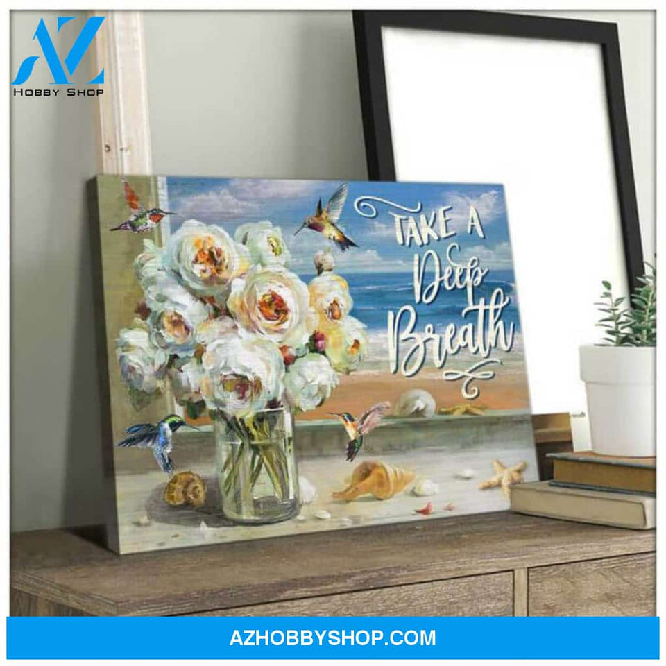 Deep Breath Hummingbird Canvas Wall Art Decor, hummingbird gift - hummingbird lovers