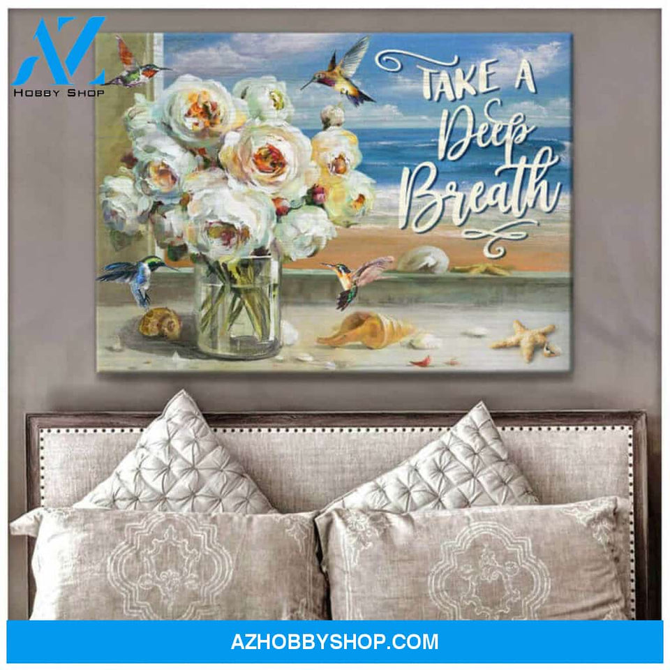 Deep Breath Hummingbird Canvas Wall Art Decor, hummingbird gift - hummingbird lovers