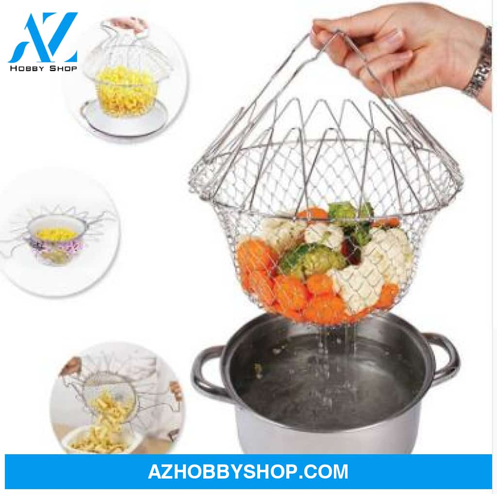 Deep Fry Basket Stainless Steel Multi-Function Foldable Chef Cooking Flexible Kitchen Tool For Fried