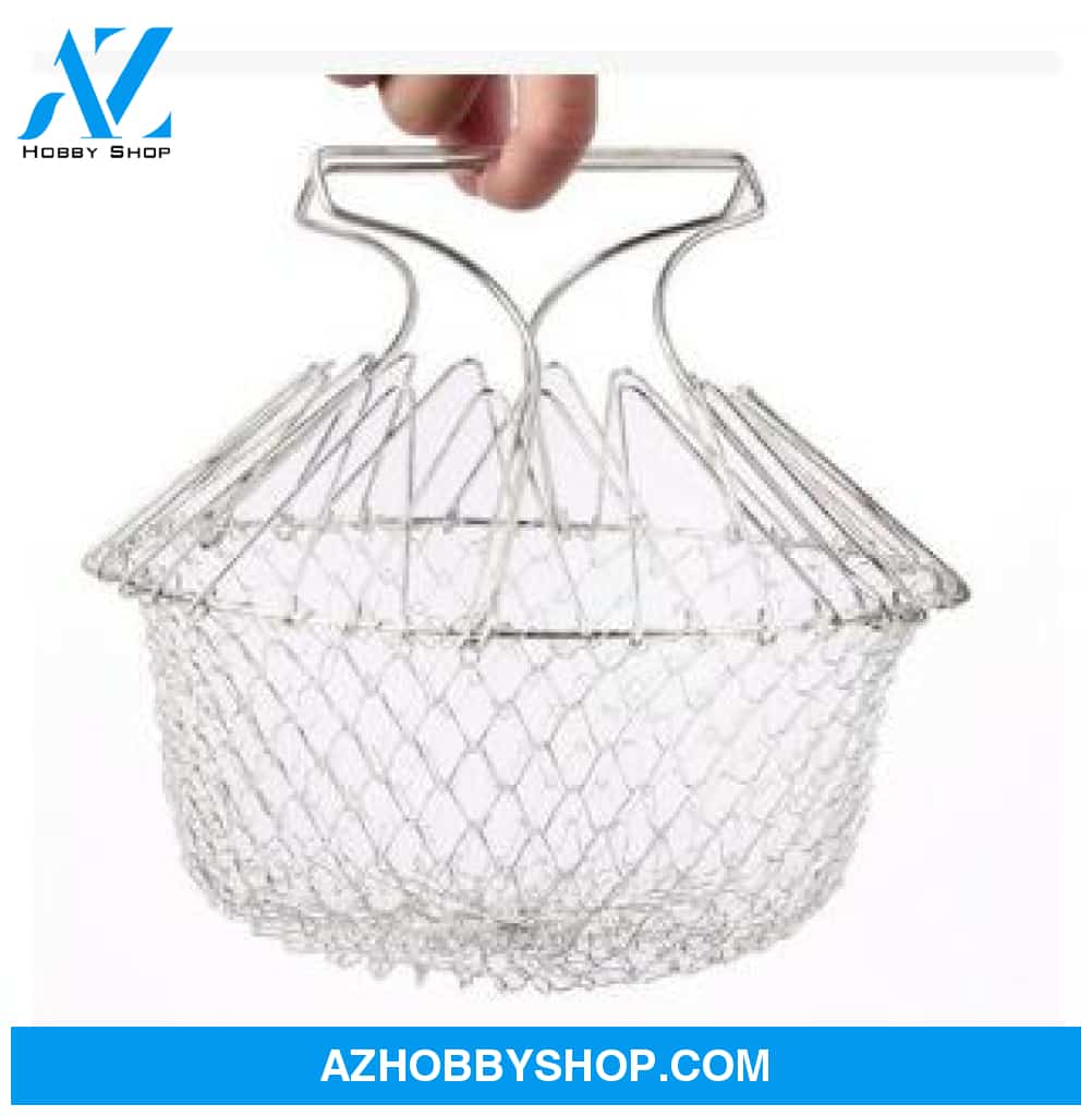 Deep Fry Basket Stainless Steel Multi-Function Foldable Chef Cooking Flexible Kitchen Tool For Fried