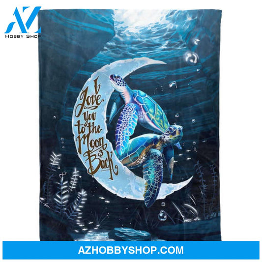Deep Sea Viwe Turtle Fleece Blanket, Gift For You, Gift for Her, Gift for Him, Gift For Turtle Lovers Gift 