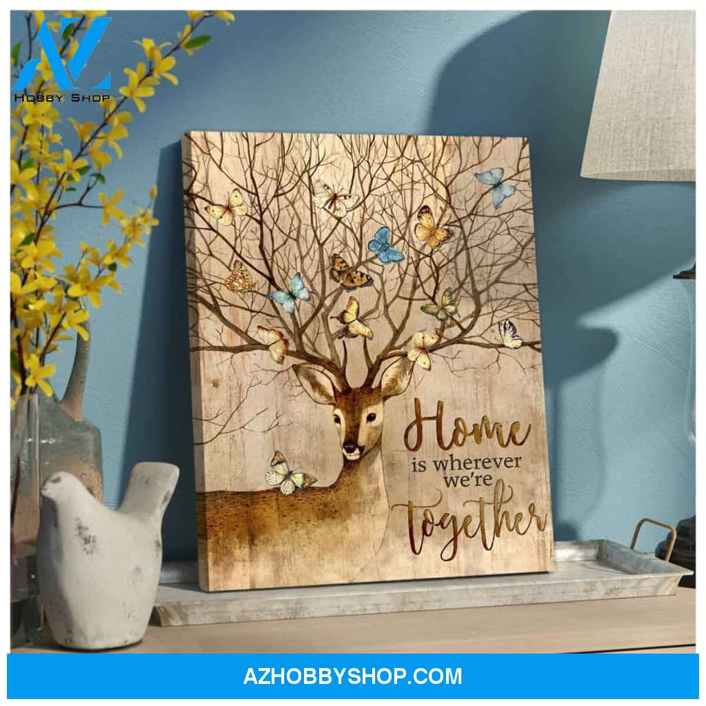 Deer And Butterfly Canvas Home Wall Art Decor - Anniversary Birthday Christmas Housewarming Gift Home Decor
