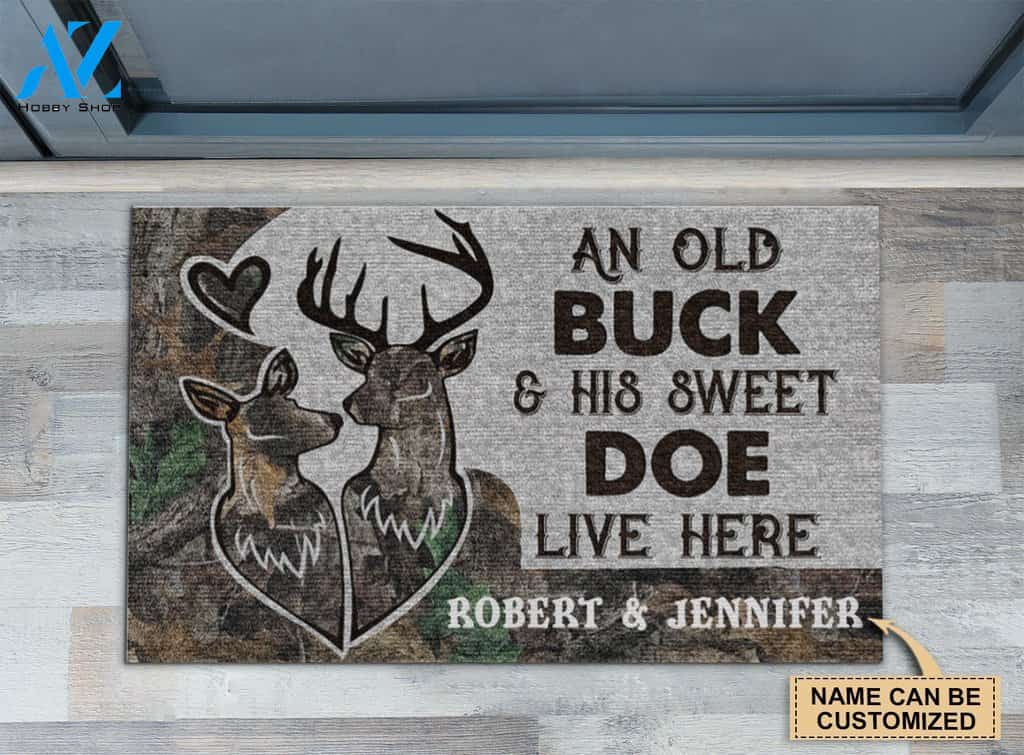 Deer Camo Old Buck Sweet Doe Custom Doormat | Welcome Mat | House Warming Gift