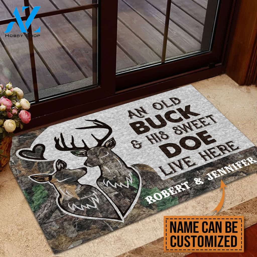 Deer Camo Old Buck Sweet Doe Personalized Doormat | Welcome Mat | House Warming Gift