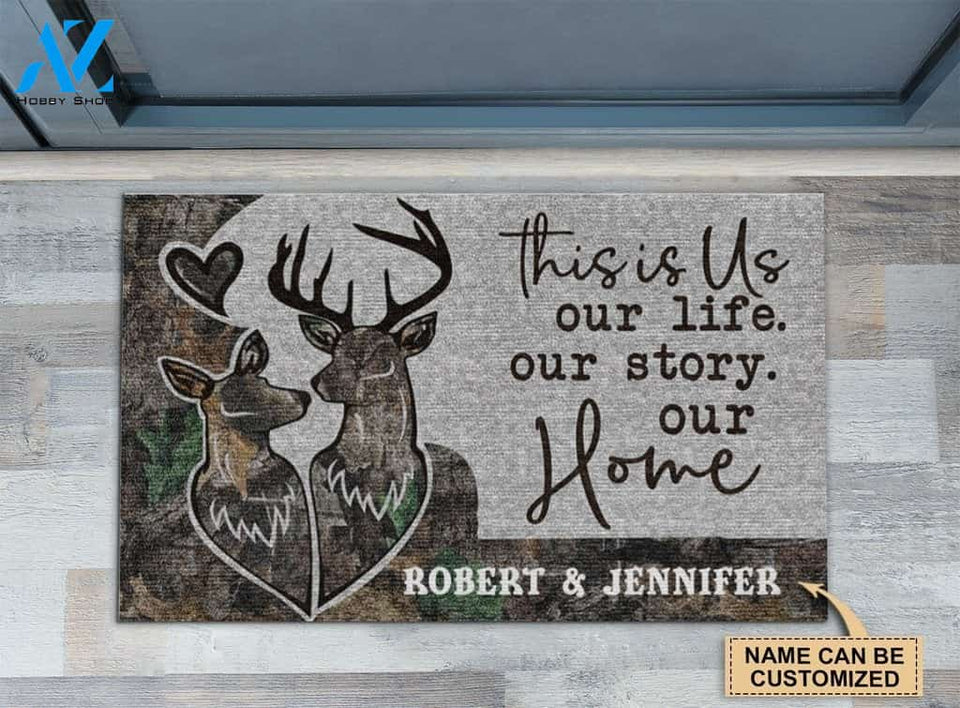 Deer Couple Camo Our Home Custom Doormat