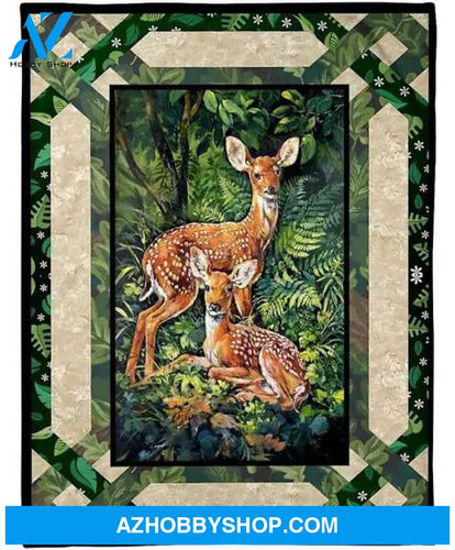 Deer Couple in The Garden Blanket
