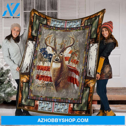 Deer Flag Fleece Blanket