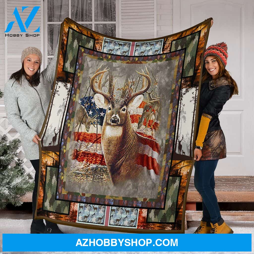 Deer Flag Fleece Blanket