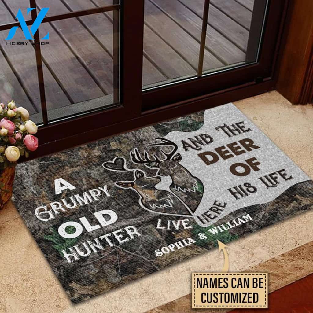 Deer Hunter And Deer Of His Life Live Here Custom Doormat