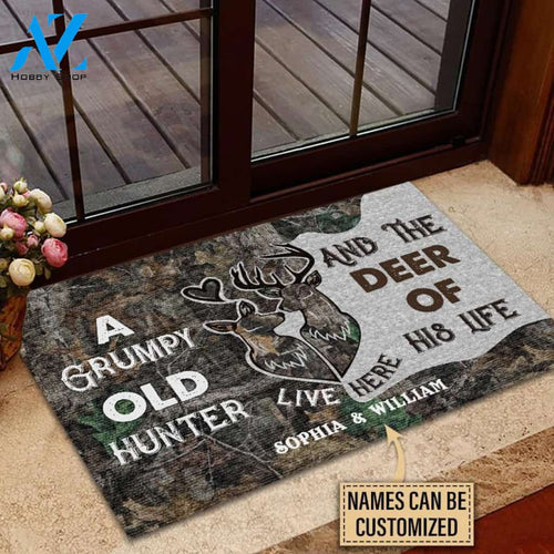 Deer Hunter And Deer Of His Life Live Here Custom Doormat