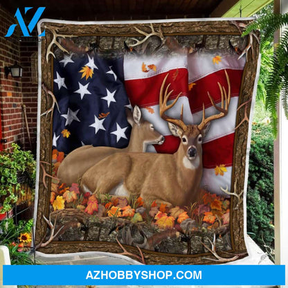 Deer Hunting American Flag Blanket Gift For Hunting Lovers Birthday Gift Home Decor Bedding Couch Sofa Soft and Comfy Cozy