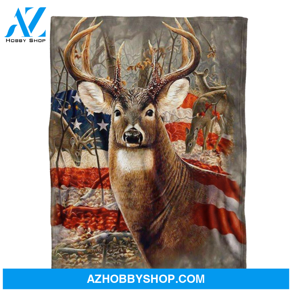 Deer Hunting Blanket, Beautiful Deer American