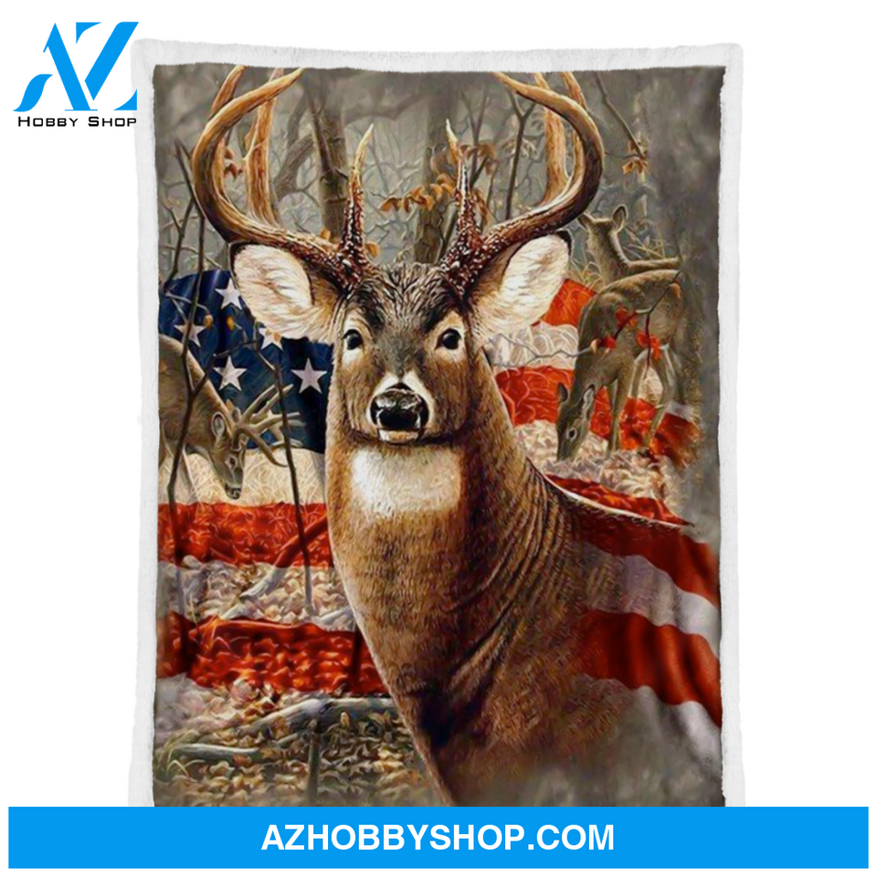 Deer Hunting Blanket, Beautiful Deer American