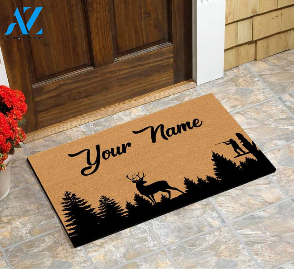 Deer Hunting Custom text doormat personalized gift for Hunting lovers - IPHW281