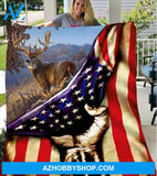 Deer Hunting Flag Sherpa Fleece Blanket