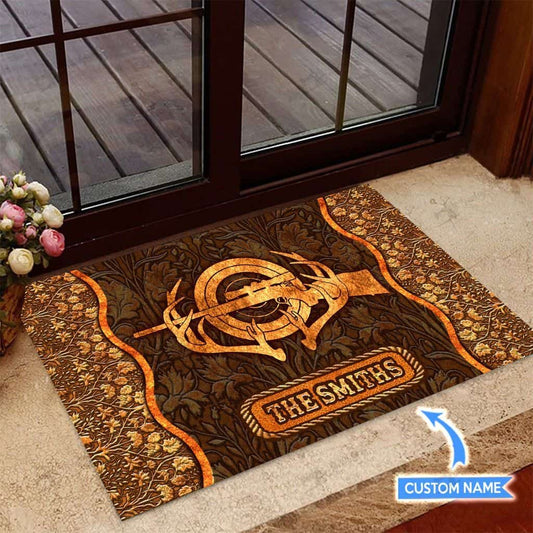 Deer Hunting Personalized Custom Name Doormat Welcome Mat