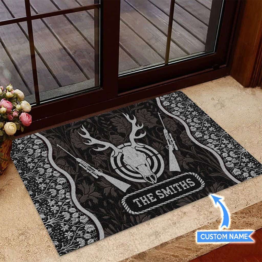 Deer Hunting Personalized Custom Name Doormat Welcome Mat