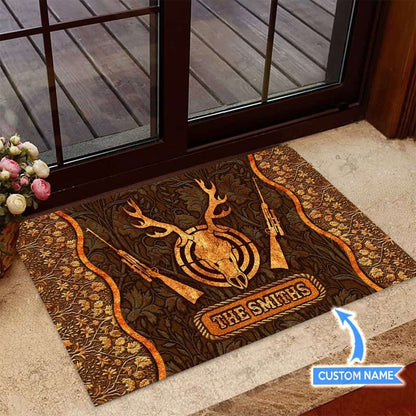 Deer Hunting Personalized Custom Name Doormat Welcome Mat