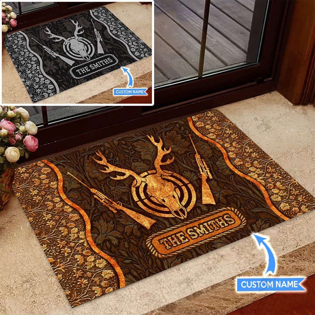Deer Hunting Personalized Custom Name Doormat Welcome Mat
