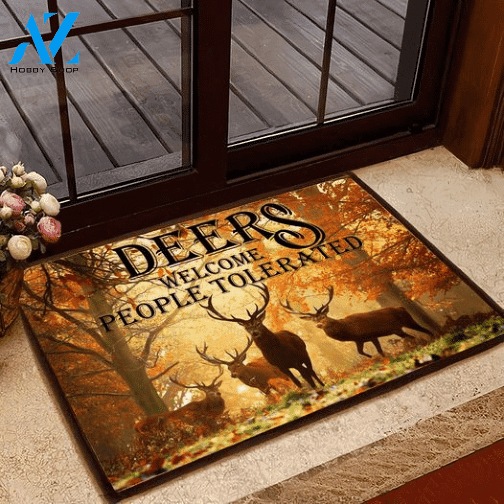 Deer Hunting Welcome People Tolerated Doormat